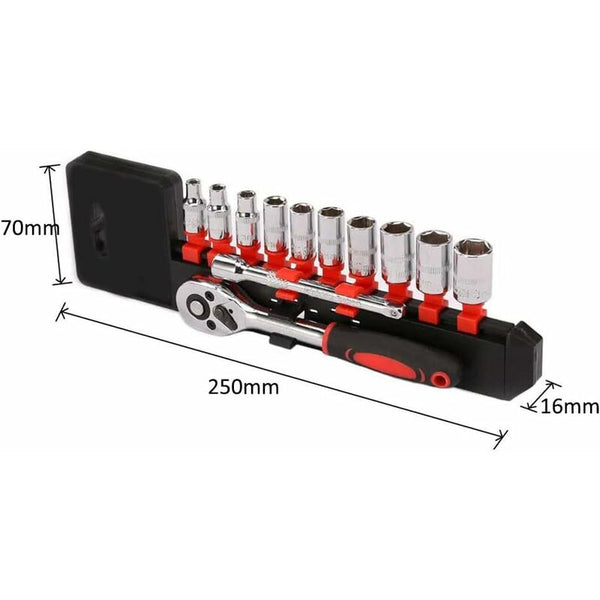 12 Piece 6.35Mm Ratchet Wrench Set Mechanics Tool Kit & Sockets With Quick Release Reversible Handle Ratchet Wrenches