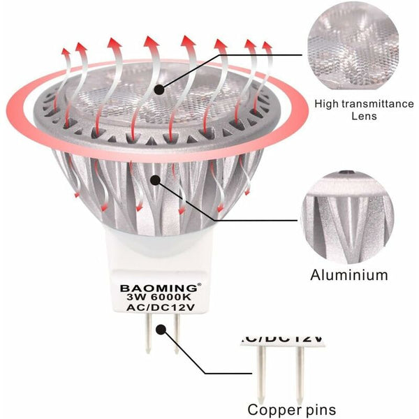 Led Bulb Mr11 Gu4 Spotlight 3W 12 Volt Super Bright Equal To 35W Halogen 280Lm 30 Beam Angle Cool White 6000K Light Bulbs