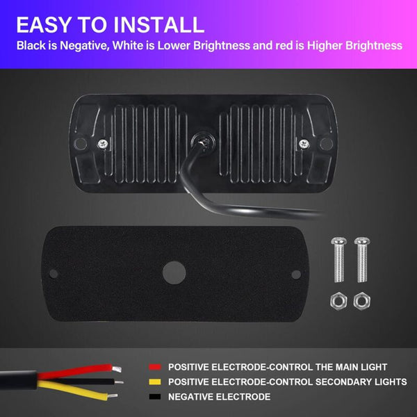2 Pcs 12 Led Amber Strobe Brake Light 12V 24V Bar For Offroad Vehicle Car Van Boat Trailer Caravan 3000K Lights