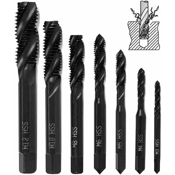 7 Pcs Nitride Spiral Point Thread Taps Hss 6542 Metric Machine Taper Shank Tapping Tool M3 M4 M5 M6 M8 M10 M12 Taps & Dies