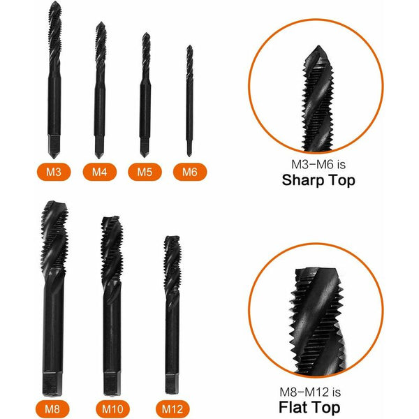 7 Pcs Nitride Spiral Point Thread Taps Hss 6542 Metric Machine Taper Shank Tapping Tool M3 M4 M5 M6 M8 M10 M12 Taps & Dies