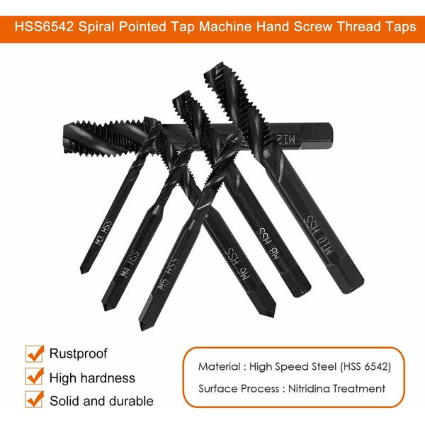7 Pcs Nitride Spiral Point Thread Taps Hss 6542 Metric Machine Taper Shank Tapping Tool M3 M4 M5 M6 M8 M10 M12 Taps & Dies