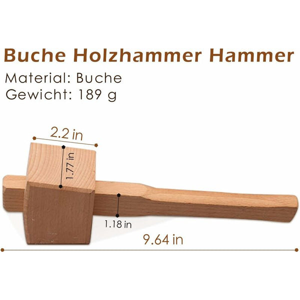 Beech Wood Mallet Hammer With Comfortable Grip Angled Striking Surface Woodworking For Carpentry Diy Hammers & Mallets