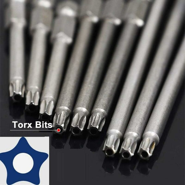 11 Piece Long Torx Screwdriver Bit Set Magnetic Bits 1/4" Hex Shank Sizes T6 T40 100Mm Length Screwdrivers & Nutdrivers