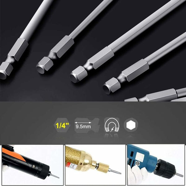 11 Piece Long Torx Screwdriver Bit Set Magnetic Bits 1/4" Hex Shank Sizes T6 T40 100Mm Length Screwdrivers & Nutdrivers