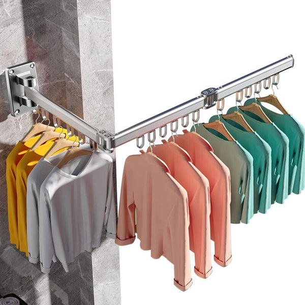 Wall Mounted Clothes Drying Rack Indoor And Outdoor Foldable Dryer Aluminum Silver Clothes Airers
