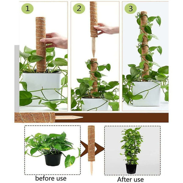 2 Pcs Plant Stake Coco Pole Stick For Home Garden Climbing Plants Support Extension Plant Ties & Supports