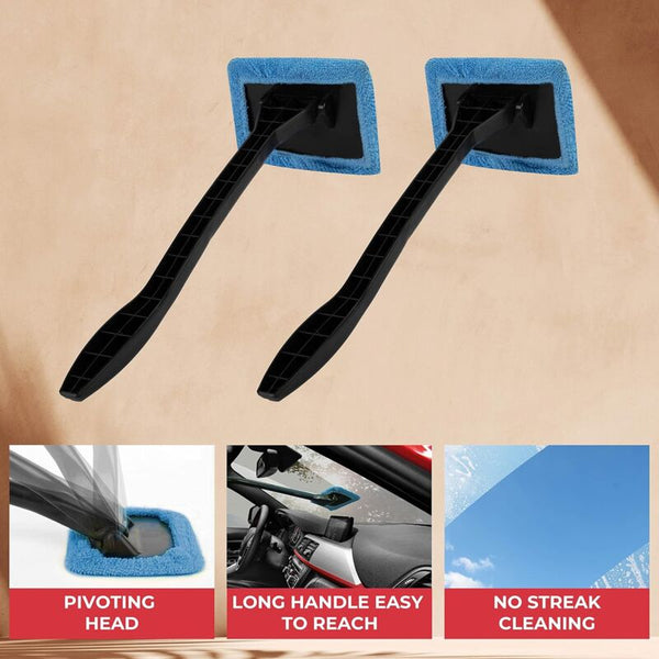 Interior Windshield Cleaner Long Handle Car Cleaning Fog Moisture Removal Windshield Repair Kits & Tools