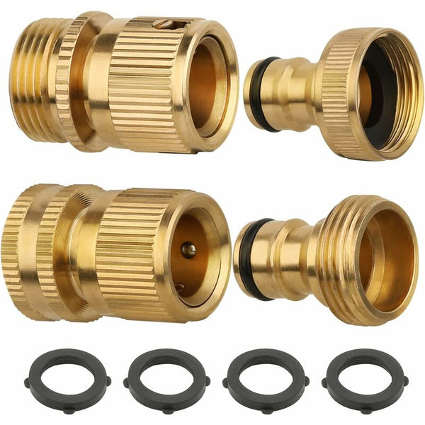 2 Pcs 3/4 Inch Brass Quick Connect Garden Hose Connectors Hoses