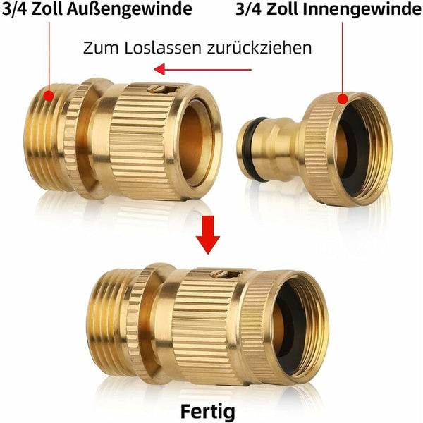 2 Pcs 3/4 Inch Brass Quick Connect Garden Hose Connectors Hoses