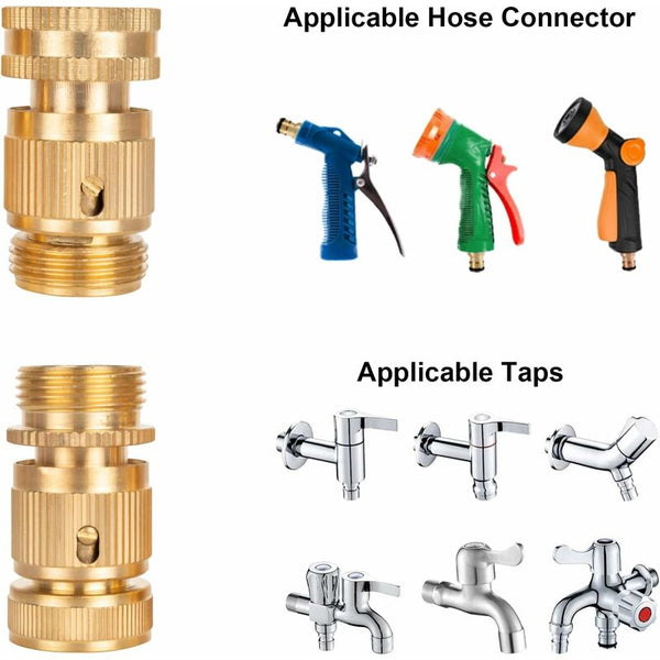 2 Pcs 3/4 Inch Brass Quick Connect Garden Hose Connectors Hoses