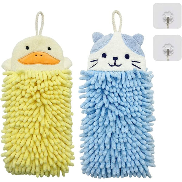Cute Animal Hanging Hand Towel Soft And Plush Microfiber Quick Dry Absorbent Towels With Loop For Towels & Washcloths