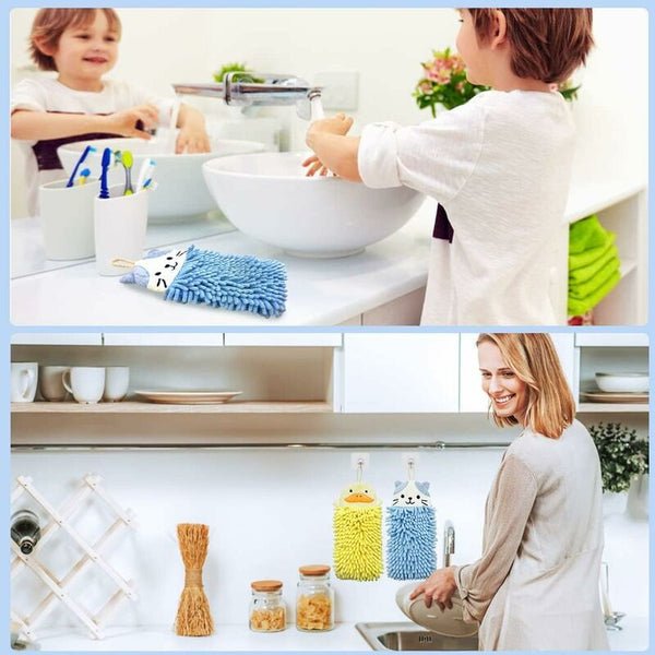 Cute Animal Hanging Hand Towel Soft And Plush Microfiber Quick Dry Absorbent Towels With Loop For Towels & Washcloths