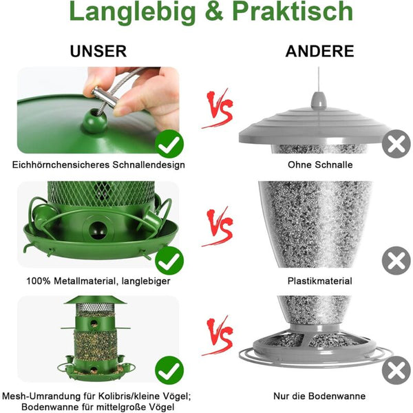27Cm Hanging Bird Feeder Outdoor Waterproof Hummingbird Lantern 2.5L Weatherproof Large Capacity Seed Bird Feeders