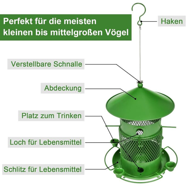 27Cm Hanging Bird Feeder Outdoor Waterproof Hummingbird Lantern 2.5L Weatherproof Large Capacity Seed Bird Feeders