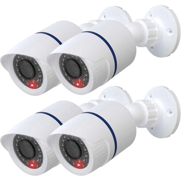 Dummy Dome Camera With Led Light & Warning Sticker 4 Pack Dummy Cameras