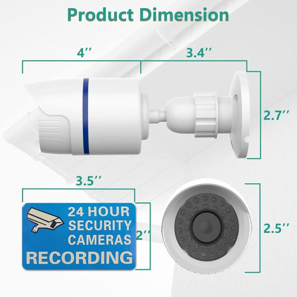 Dummy Dome Camera With Led Light & Warning Sticker 4 Pack Dummy Cameras