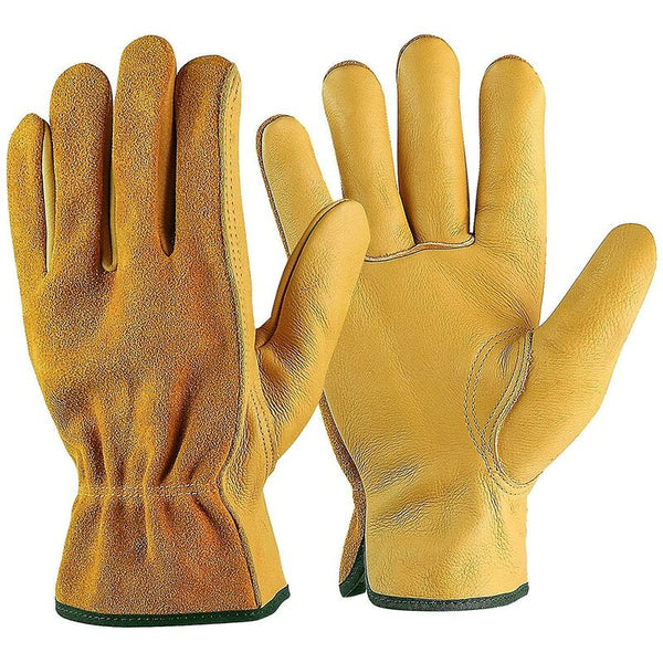 Cowhide Work Gloves For Drivers Diy Gardening Storage Farm Multifunctional (L Yellow) Protective Gloves