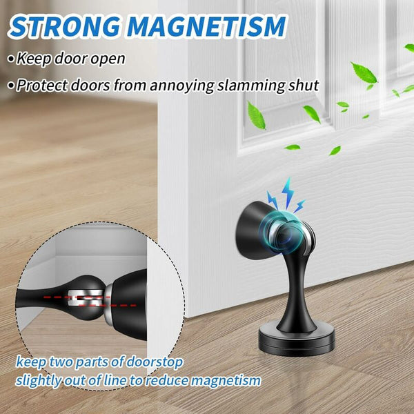 Magnetic Door Stop Brushed Stainless Steel Satin Nickel Black Floor Mounted For Bedroom Bathroom Kitchen Office Door Stops