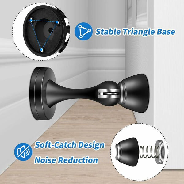 Magnetic Door Stop Brushed Stainless Steel Satin Nickel Black Floor Mounted For Bedroom Bathroom Kitchen Office Door Stops