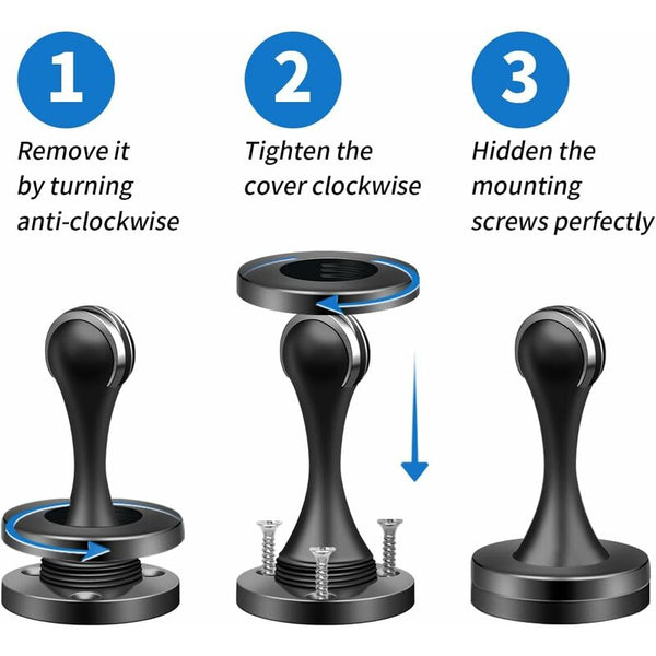 Magnetic Door Stop Brushed Stainless Steel Satin Nickel Black Floor Mounted For Bedroom Bathroom Kitchen Office Door Stops