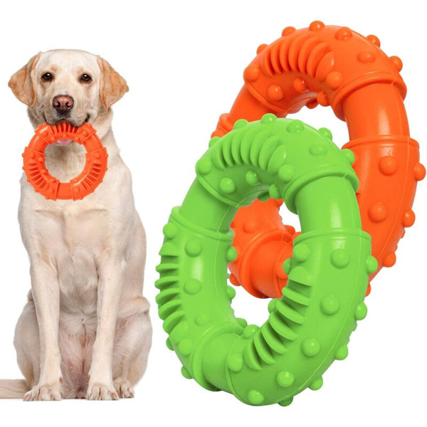 2 Pcs Dog Chew Toys Durable Rubber Ring Teeth Cleaning For Large And Medium Dogs Dog Toys