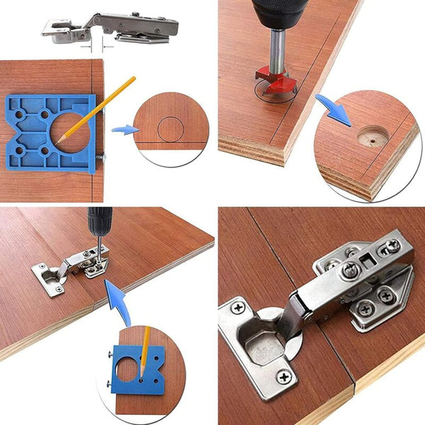 1 Pcs Hinge Jig Drill Bit Sets Hole Locator Bits Drilling For Hinges (35Mm + Set) Drill Bits