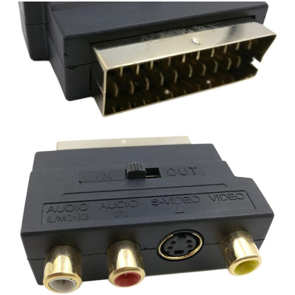 Rgb Scart To 3 Rca Av Female Converter Adapter Black Audio Cables & Adapters