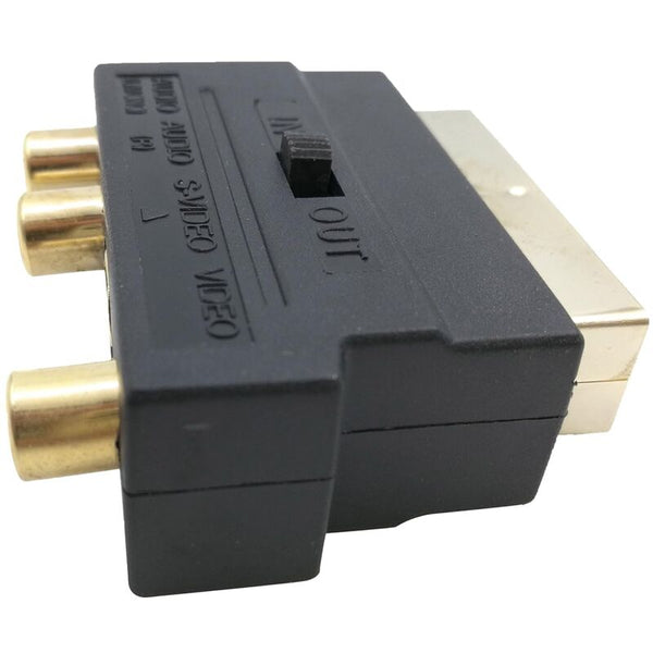 Rgb Scart To 3 Rca Av Female Converter Adapter Black Audio Cables & Adapters