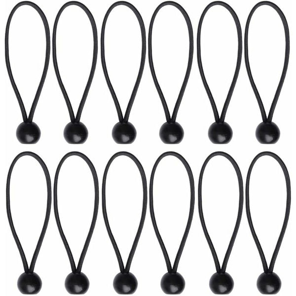 12 Pcs Black Tarpaulin Bungees Balls Cord For Banner Tarpaulins Pavilions Tents Hooks Ropes Cords & Slings