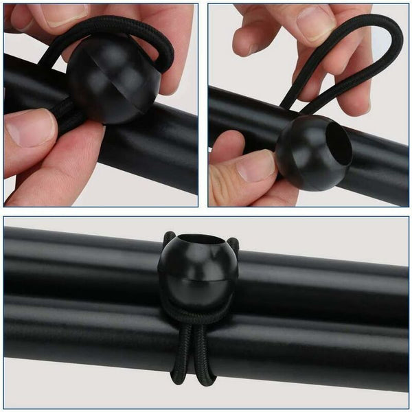 12 Pcs Black Tarpaulin Bungees Balls Cord For Banner Tarpaulins Pavilions Tents Hooks Ropes Cords & Slings