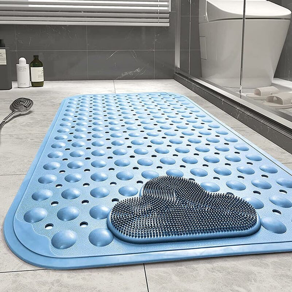 Blue Non Slip Shower Mat 70X40cm With Drainage Holes & Suction Cups Non Slip Appliqués & Mats