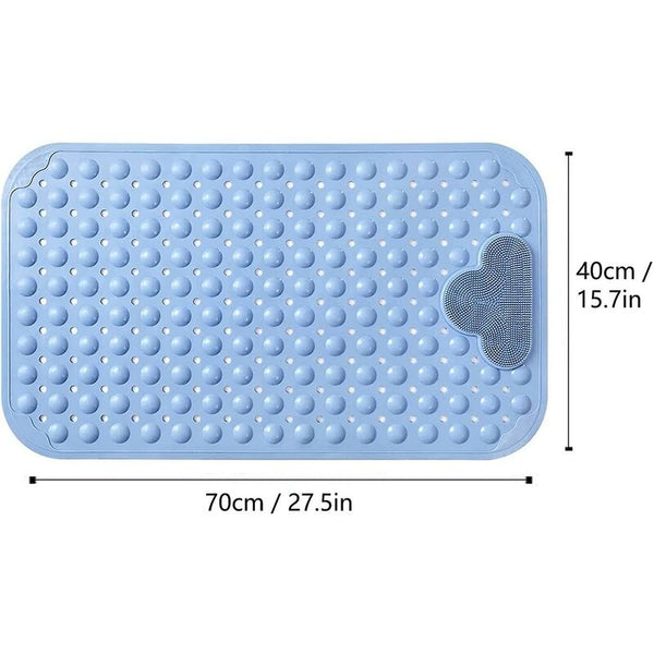 Blue Non Slip Shower Mat 70X40cm With Drainage Holes & Suction Cups Non Slip Appliqués & Mats
