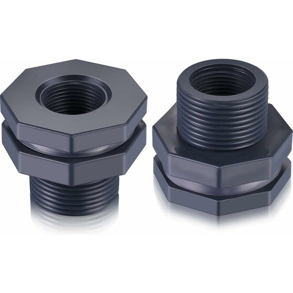 2 Piece Pvc Bulkhead Fitting For Rain Barrels Water Tanks (3/4") Aquariums