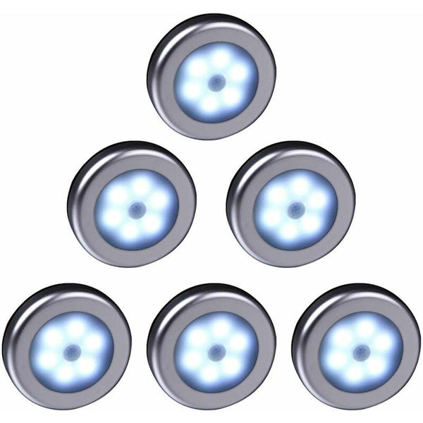 Wireless Led Motion Sensor Light For Closet Stairs Hallway Kitchen Bedroom (6 Pcs) (Silver Shell (White Light) Wall Lights