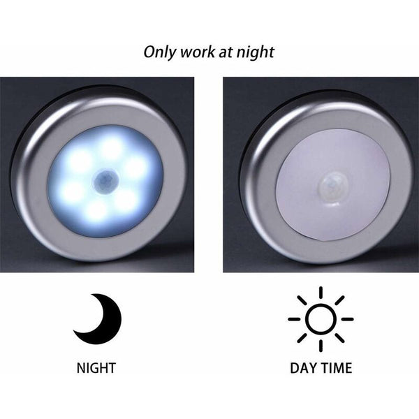 Wireless Led Motion Sensor Light For Closet Stairs Hallway Kitchen Bedroom (6 Pcs) (Silver Shell (White Light) Wall Lights
