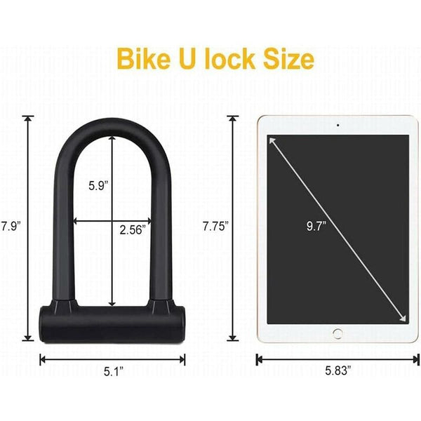 Bicycle U Lock + Steel Cable With Bracket 2 In 1 Flexible Locks & Security