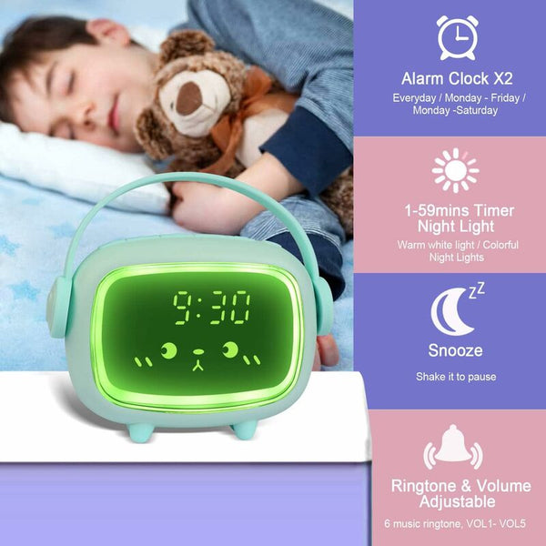 Kids Digital Alarm Clock For Girls Boys Angel With Lights And Snooze Function (Green) Alarm Clocks & Clock Radios