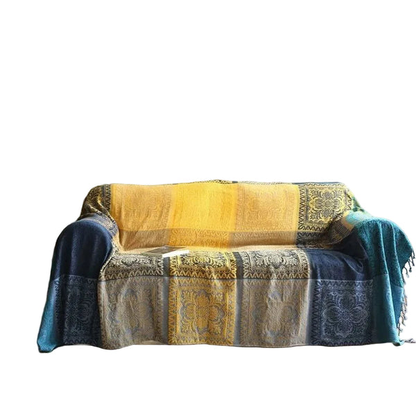 Cotton Single Sofa Blanket Knitted Fringed Double Sided Patchwork Decorative Warm For Home Office Blankets
