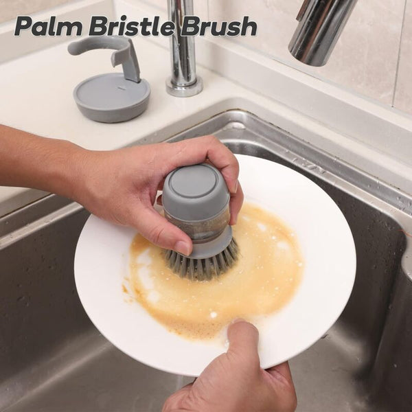 Soap Dispensing Dish Brush For Kitchen Cleaning Gray Soap Dishes & Dispensers