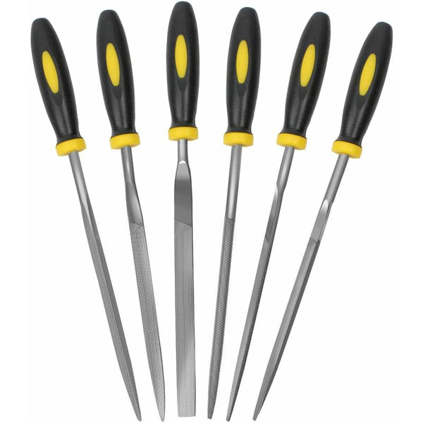 6 Pcs File Set 5.5 Inch Needle 3Mm Diameter Carbon Steel Kit With Handle Suitable For Metal Wood Glass Files