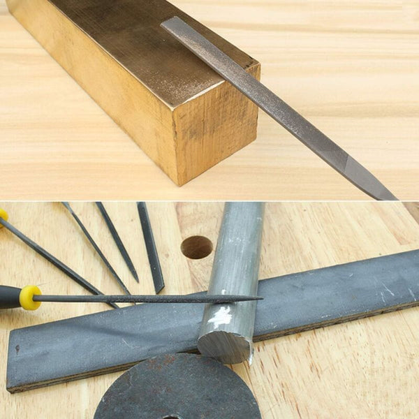 6 Pcs File Set 5.5 Inch Needle 3Mm Diameter Carbon Steel Kit With Handle Suitable For Metal Wood Glass Files