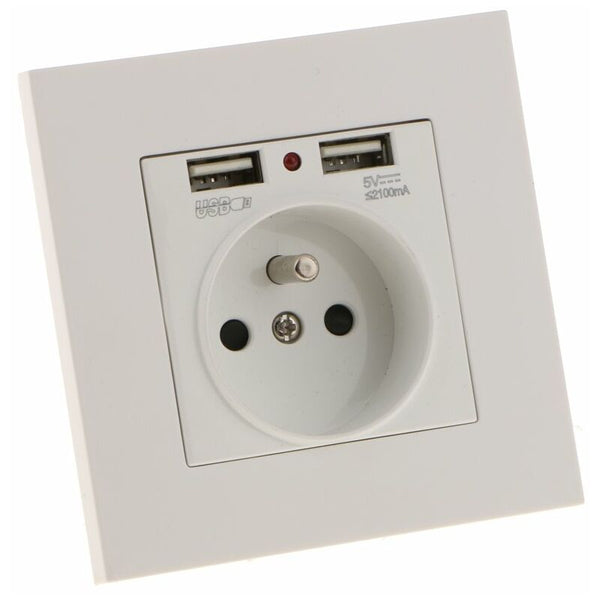 Sharplace Wall Socket Dual Usb 5V/2100Ma Port Convenient And Easy To Manage Electrical Sockets