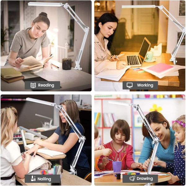 Led Desk Lamp Powerful With Clip Eye Protection 3 Lighting Modes X 10 Brightness Lamps
