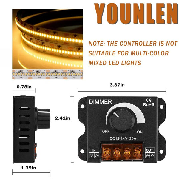 Led Rotary Dimmer Switch Dimming Controller Dc 12V 24V 30A Pwm Knob For Adjusting Brightness(2 Pack) Electrical Switches & Dimmers