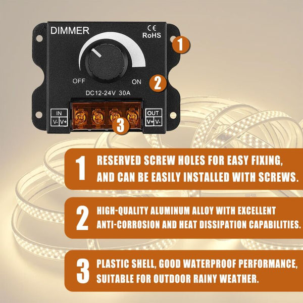 Led Rotary Dimmer Switch Dimming Controller Dc 12V 24V 30A Pwm Knob For Adjusting Brightness(2 Pack) Electrical Switches & Dimmers