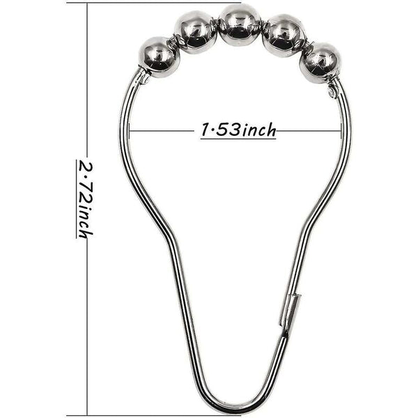 12 Piece Stainless Steel Rust Free & Easy Glide Shower Curtain Hooks