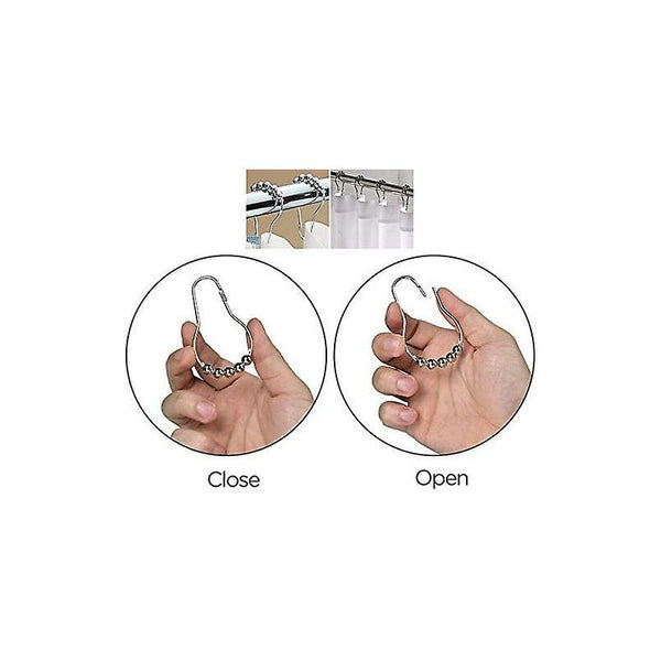 12 Piece Stainless Steel Rust Free & Easy Glide Shower Curtain Hooks