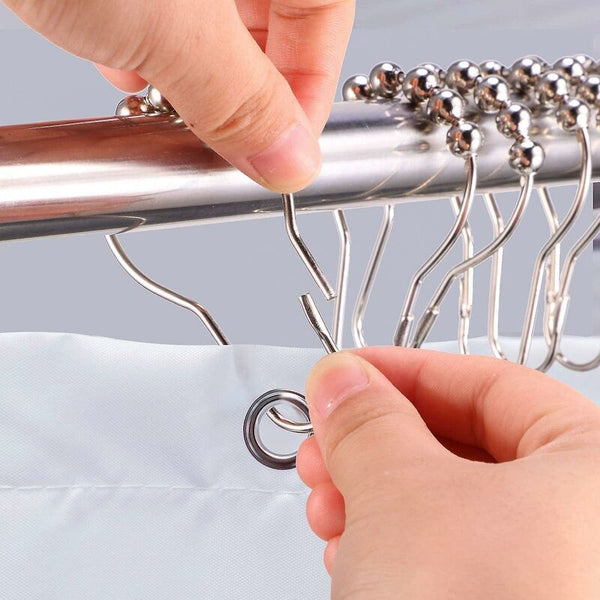 12 Piece Stainless Steel Rust Free & Easy Glide Shower Curtain Hooks