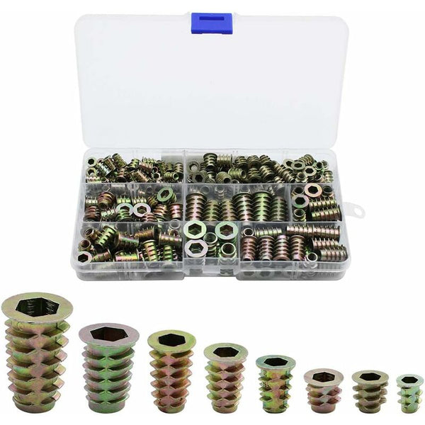 230 Pcs Zinc Alloy Hex Threaded Insert Nuts External M4 M5 M6 M8 For Wood Furniture Screws & Bolts